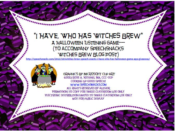 Printable Witches Brew Recipe